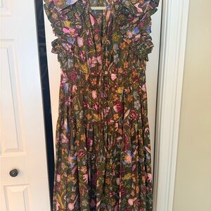 Ulla Johnson Multicolor Ruffle Sleeve Midi Dress